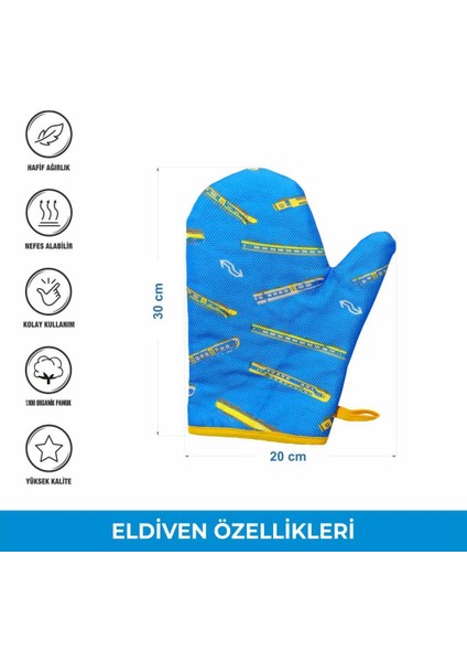 Tekli Mavi Isıya Dayanıklı Fırın Eldiveni 30X20 cm