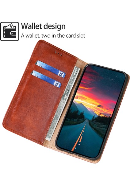 Samsung Galaxy A05 4g Kahverengi Manyetik Otomatik Kapanan Deri Cep Telefon Kılıfı (Yurt Dışından)