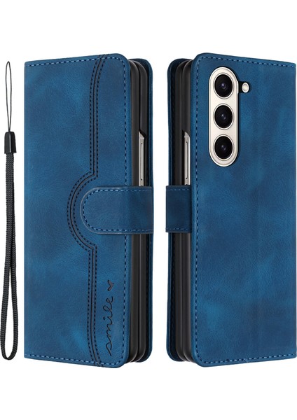 Samsung Galaxy Z Fold5 5g Koruyucu Pu Deri+Pc Basılı Sapfire Telefon Kılıfı (Yurt Dışından)