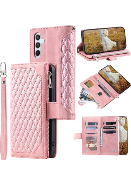 Samsung Galaxy A05S 4g Pu Pu Deri Kabuğu Renklemli Doku Doku Fermuar Strap Telefon Kılıfı (Yurt Dışından)