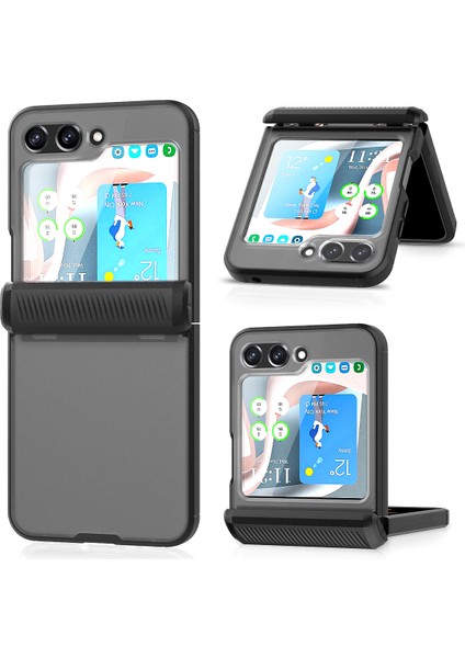 Samsung Galaxy Z 5 5g Pc+Tpu Mat Menteşe Koruma Pet Küçük Ekranlı Film Black Telefon Kılıfı (Yurt Dışından)