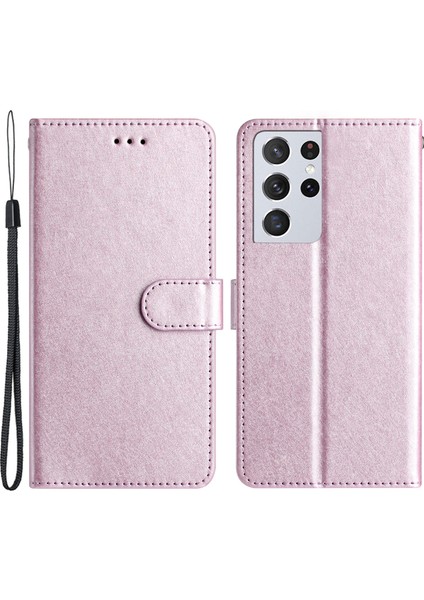 Samsung Galaxy S21 Ultra 5g Ipek Doku Deri Deri Kabuğu El Strap Imgle Telefon Kılıfı (Yurt Dışından)