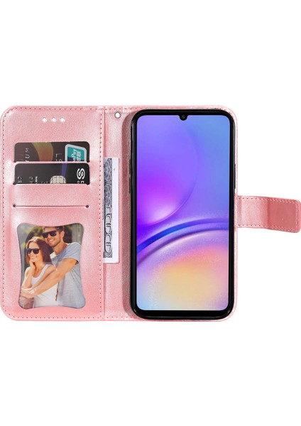 Samsung Galaxy A05 4g Çiçek Baskılı Pu Deri Cep Çizgi Telefon Kılıfı (Yurt Dışından)