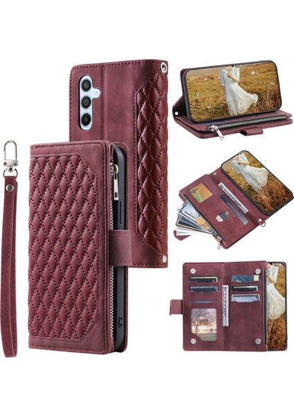 Samsung Galaxy A15 4g Pu Deri Fermuar Strap Red Telefon Kılıfı (Yurt Dışından)