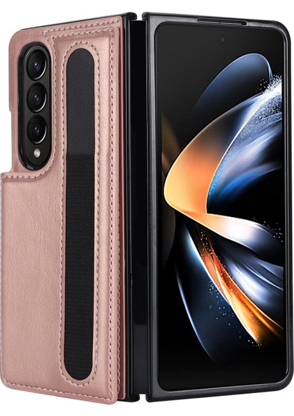 Samsung Galaxy Z Fold4 5g Cover Pu Deri+Pet Tutur Gibi Gold Katlanır Telefon Kılıfı (Yurt Dışından)