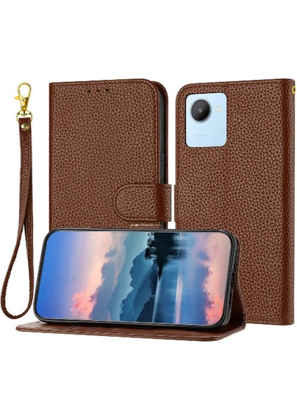 Realme C30 Cüzdan Pu Deri Için Telefon Kılıfı Kart Yuvaları Tutucu Flip Folio (Yurt Dışından)