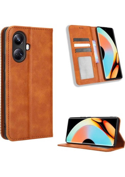 Realme 10 Pro Artı Manyetik Kapatma Cüzdan Pu Deri Için Kılıf (Yurt Dışından)