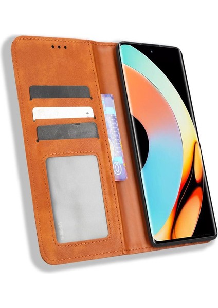 Realme 10 Pro Artı Manyetik Kapatma Cüzdan Pu Deri Için Kılıf (Yurt Dışından)