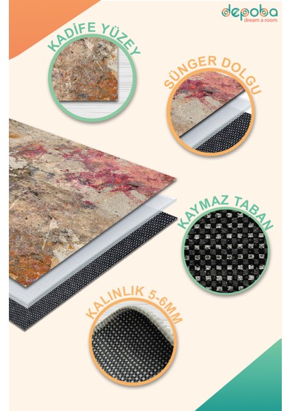 Anton Abstract Kadife Yıkanabilir Kaymaz Salon Halısı indirimleri