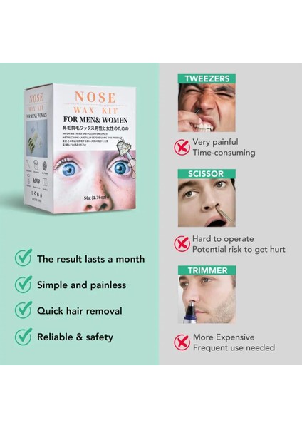 Taşınabilir Ağrısız Burun Balmumu Kiti Erkekler Kadınlar Için Burun Epilasyon Balmumu Seti Kağıtsız Burun Saç Balmumu Fasulye Temizleme Balmumu Kiti 50G Sıcak (Yurt Dışından) modelleri