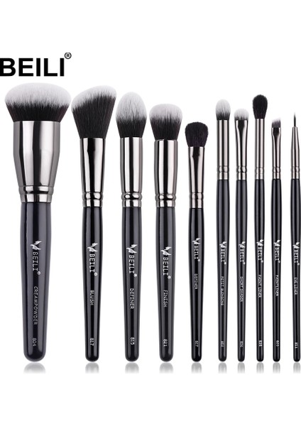 BX-N10 Beılı Lüks Siyah Profesyonel Makyaj Fırça Seti Büyük Toz Makyaj Fırçaları Fondöten Doğal Karıştırma Pinceaux De Maquillage (Yurt Dışından)
