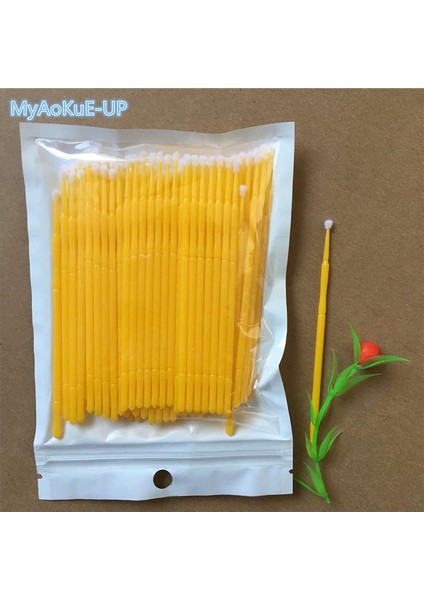 Sarı Ack Kirpik Uzatma Için Mikro Fırçalar Makyaj Fırçaları Swab Tek Kullanımlık Bireysel Aplikatörler Maskara Kirpik Fırçalar (Yurt Dışından)