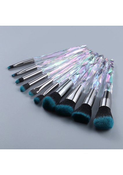 10 Adet Whgr Fld Kristal Makyaj Fırçaları Toz Fondöten Göz Farı Kaş Kozmetik Yüz Fanı Makyaj Fırça Seti Brochas Maquillaje (Yurt Dışından)
