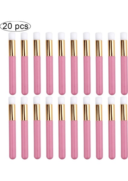 20 Adet Pembe-Düz Adet Kirpik Temizleme Kaş Fırçası Burun Derin Kirpik Şampuanı Temiz Fırça Profesyonel Kirpik Uzantıları Aracı (Yurt Dışından)