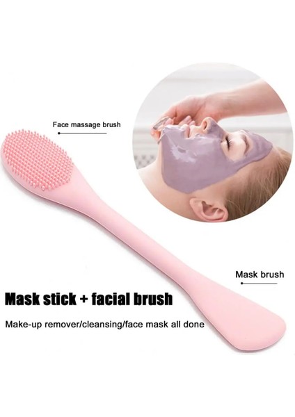 Pembe Tarzı Yüz Maskesi Spatula Silikon Tüysüz Nemlendiriciler Aplikatör Güzellik Aracı Bükülebilir Büyük Yüz Çamur Maskesi Aplikatör (Yurt Dışından)
