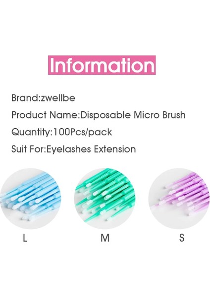 Açık Mor S Zwellbe Ack Tek Kullanımlık Makyaj Fırçaları Swab Dayanıklı Mikro Maskara Fırçası Kirpik Uzatma Bireysel Kirpik Çıkarma Araçları (Yurt Dışından) fırsatları