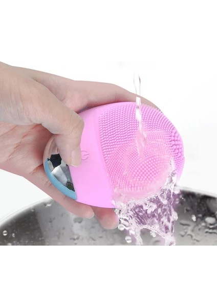 Mavi Stil Şarj Edilebilir Elektrikli Silikon Titreşimli Derin Temizlik Masajı Su Geçirmez USB Nazik Peeling Yüz Temizleyici Fırça Hediyeler (Yurt Dışından) fırsatları