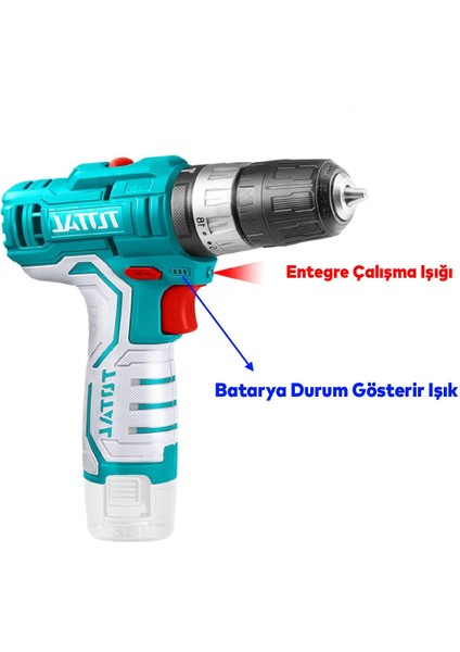 Total Çift Akülü Darbeli Vidalama Matkap 12 V Li-On 1500 Mah