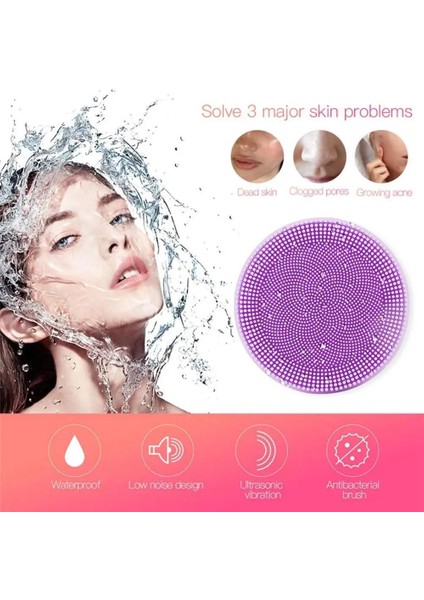 Pembe Tarzı Yüz Temizleme Fırçası Şarj Edilebilir Elektrikli Halka Toka Silikon Yüz Temizleme Fırçası Yüz Temizleme Peeling ve Masaj Için (Yurt Dışından) fiyatları