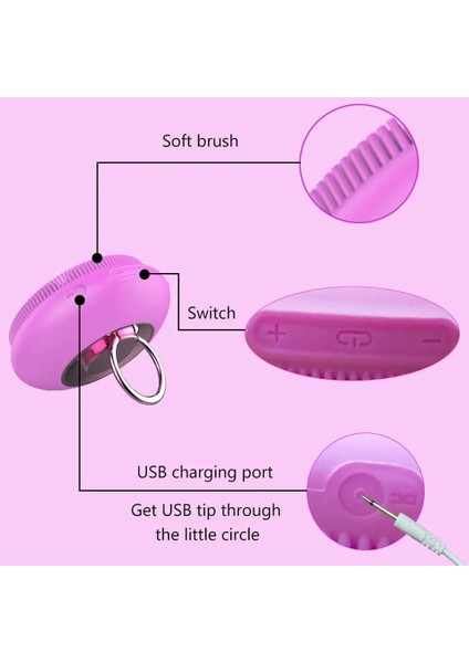 Pembe Tarzı Yüz Temizleme Fırçası Şarj Edilebilir Elektrikli Halka Toka Silikon Yüz Temizleme Fırçası Yüz Temizleme Peeling ve Masaj Için (Yurt Dışından) modelleri