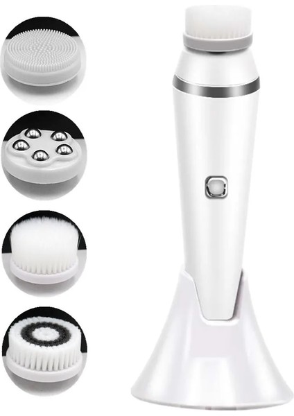 Yeşil Stil 4 In 1 Yüz Temizleme Fırçası Şarj Edilebilir Elektrikli Su Geçirmez Onic Peeling Yüz Scrubber Fırça Seti Cilt Bakım Makinesi (Yurt Dışından)