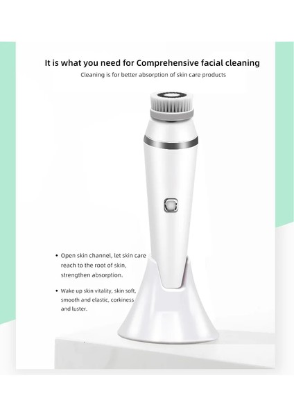 Yeşil Stil 4 In 1 Yüz Temizleme Fırçası Şarj Edilebilir Elektrikli Su Geçirmez Onic Peeling Yüz Scrubber Fırça Seti Cilt Bakım Makinesi (Yurt Dışından)