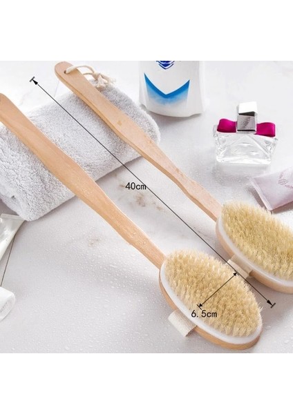 Sarı Stil Banyo Vücut Fırçaları Uzun Saplı Banyo Doğal Kıllar Fırçalar Peeling Masajı Ahşap Saplı Kuru Fırçalama Duş Aracı (Yurt Dışından) indirimleri