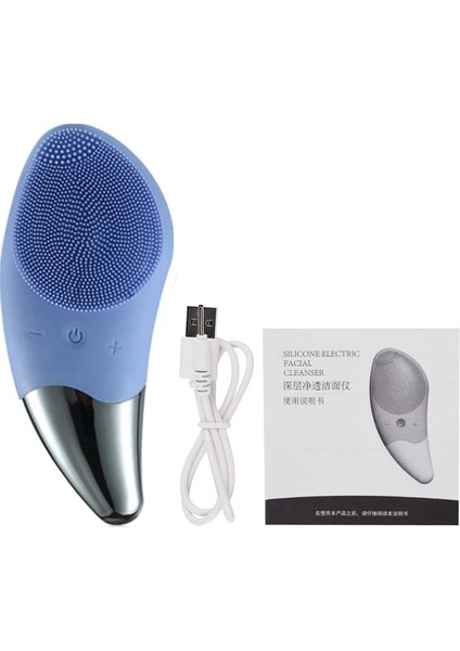 Mavi Stil Mini Yüz Temizleme Fırçası Cihazı Elektrikli USB Şarj Silikon Temizleme Aleti Sonic Derin Gözenek Temizleme Cilt Masajı (Yurt Dışından)