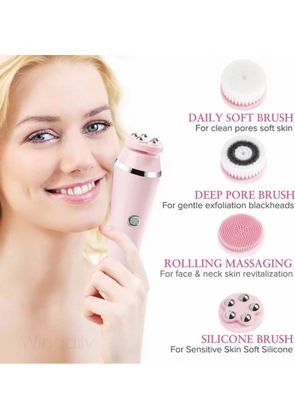 Yeşil Stil Elektrikli Yüz Temizleme Fırçası Şarj Edilebilir Su Geçirmez Onic Exfoliator Yüz Scrubber Temizleyici Cilt Bakım Makinesi (Yurt Dışından) modelleri