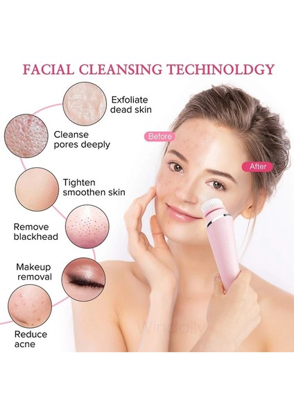 Yeşil Stil Elektrikli Yüz Temizleme Fırçası Şarj Edilebilir Su Geçirmez Onic Exfoliator Yüz Scrubber Temizleyici Cilt Bakım Makinesi (Yurt Dışından) fırsatları