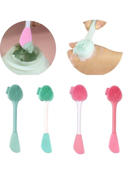 B-Pembe Tarzı Çift Kafa Yüz Temizleme Fırçası Silikon Yüz Masaj Fırçası Peeling Yüz Temizleyici Cilt Bakımı Aracı Masaj (Yurt Dışından) fiyatları