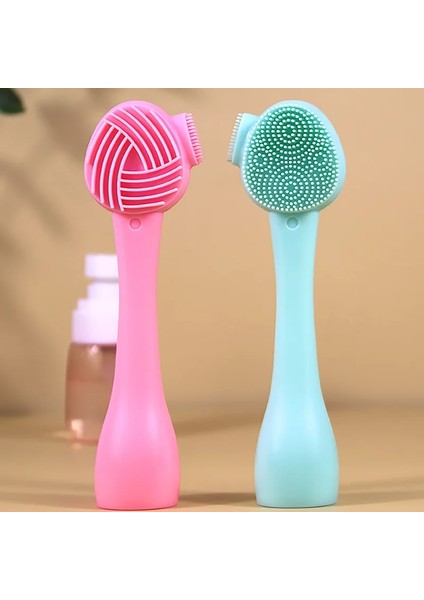 B-Pembe Tarzı Çift Kafa Yüz Temizleme Fırçası Silikon Yüz Masaj Fırçası Peeling Yüz Temizleyici Cilt Bakımı Aracı Masaj (Yurt Dışından) indirimleri
