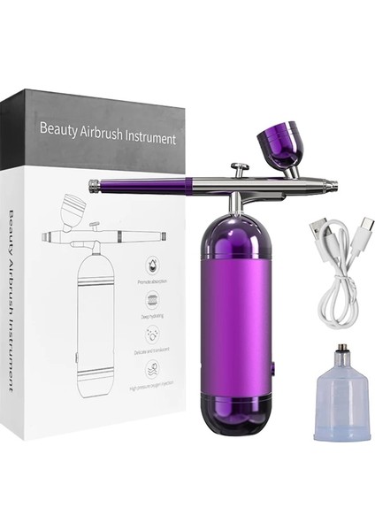 Mor Tarzı Taşınabilir Airbrush El Airbrush Çivi Yüz Oksijen Nano Püskürtme Tabancası Manikür Dövme Sanatı Makyaj Boya Zanaat Kek (Yurt Dışından)