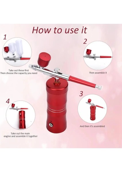 Kırmızı Stil Airbrush Taşınabilir Akülü Yüz Bakım Boya Püskürtme Tabancası Airbrush Kuaför Nano Sis Sis Kiti Mini Hava Kompresörü Püskürtücü (Yurt Dışından) fiyatları