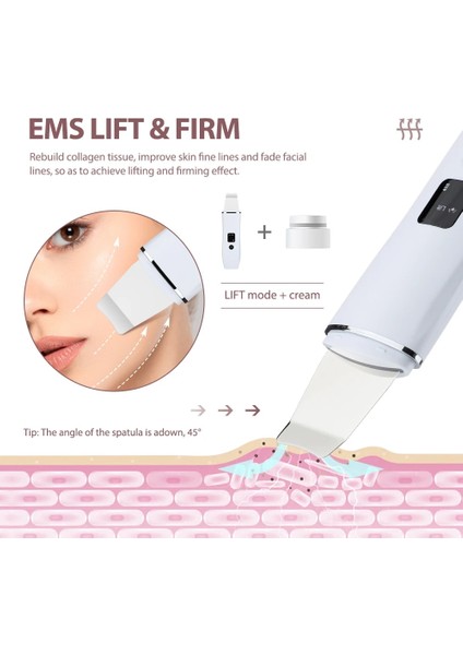 3 Mod Stili Ultrasonik Soyma Yüz Temizleyici Cihazı Ems Cilt Scrubber Siyah Nokta Gözenekleri Kaldırmak Derin Temizlik Sholve Cilt Bakımı Sıkılaştırıcı Kaldırma (Yurt Dışından) modelleri