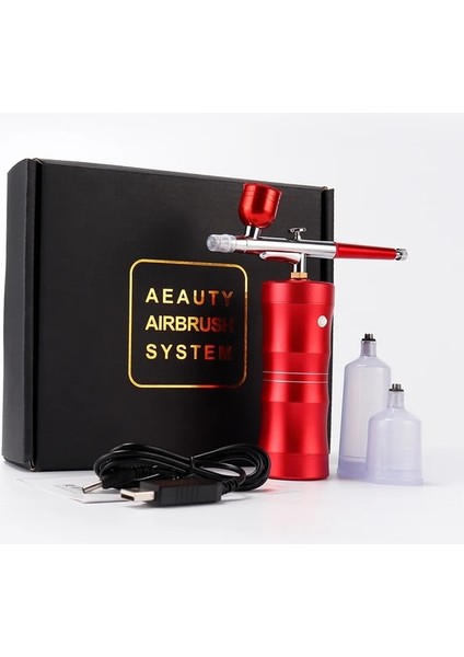 Mavi Stil Hava Kompresörü Kiti Hava Fırçası Boya Püskürtme Tabancası Airbrush Tırnak Sanat Dövme Zanaat Kek Nano Sis Sis Püskürtücü (Yurt Dışından)