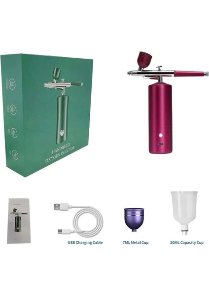 Pembe Tarzı Yüz Airbrush Su Oksijen Enjektör Makinesi Nano Püskürtücü Nail Art Dövme Craft Kek Mini Hava Kompresörü Kiti (Yurt Dışından)