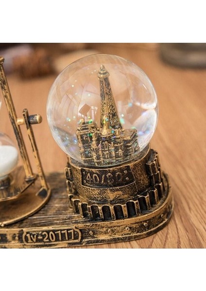 Tekno Trust Paris Eyfel Işıklı Sulu Kar Küreli Kum Saati - Gold
