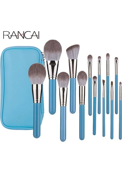13 Adet Sadece Fırça Rancaı Makyaj Fırçaları Deri Çanta Seti Fondöten Pudra Allık Göz Farı Kaş Fırçası Yumuşak Saç Kozmetik Makyaj Aracı (Yurt Dışından)