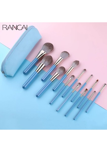 13 Adet Sadece Fırça Rancaı Makyaj Fırçaları Deri Çanta Seti Fondöten Pudra Allık Göz Farı Kaş Fırçası Yumuşak Saç Kozmetik Makyaj Aracı (Yurt Dışından)