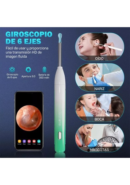 Yeşil Stil Kablosuz Akıllı Kulak Endoskop Wifi Görsel Kulak Temizleyici Kamera ile Kulak Balmumu Kaşık Earpick Balmumu Sökücü Kiti Kulak Temizleme Aracı (Yurt Dışından) indirimleri