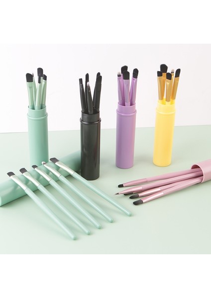 Pembe Alüminyum Boru Profesyonel Seyahat Taşınabilir Mini Göz Makyaj Fırçaları Seti Leke Göz Farı Eyeliner Kaş Fırçası Dudak Makyaj Fırça Seti (Yurt Dışından)