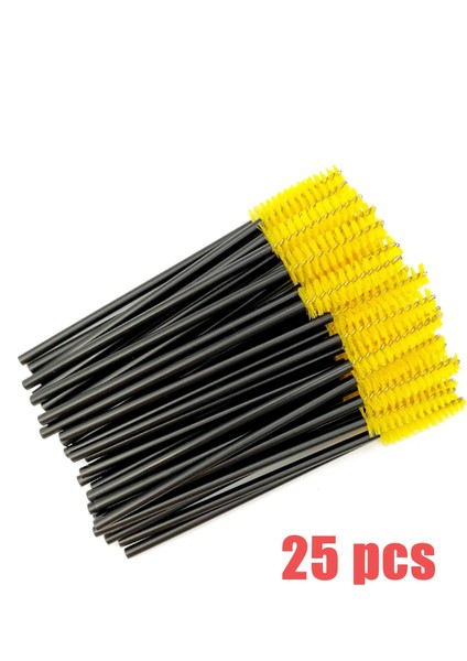 25 Adet Sarı Tek Kullanımlık Kirpik Fırçaları Kaş Fırçası Maskara Değnekleri Makyaj Fırçaları Kirpik Uzatma Araçları Kozmetik Brochas Maquillaje (Yurt Dışından)