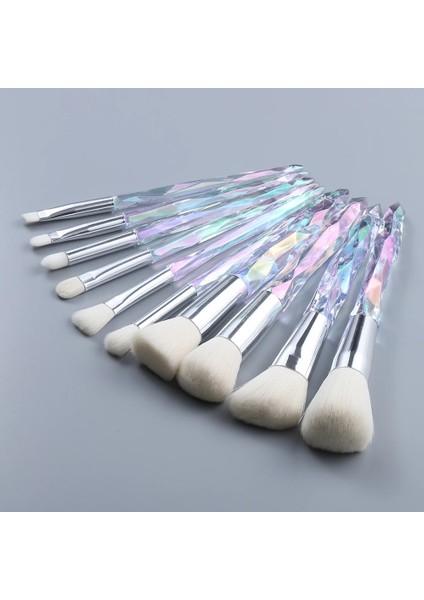 10 Adet Fld Kristal Makyaj Fırçaları Toz Fondöten Göz Farı Kaş Kozmetik Yüz Fanı Makyaj Fırça Seti Brochas Maquillaje (Yurt Dışından)