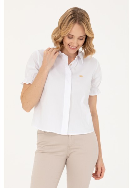 Kadın Beyaz Kısa Kollu Gömlek 50264219-VR013