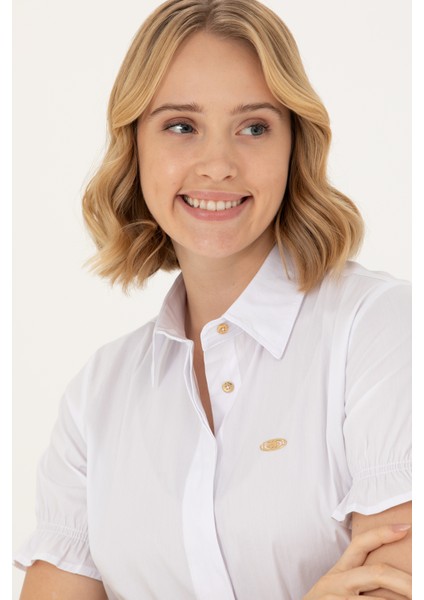 Kadın Beyaz Kısa Kollu Gömlek 50264219-VR013 fiyatları