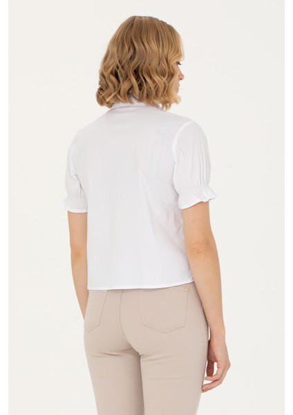 Kadın Beyaz Kısa Kollu Gömlek 50264219-VR013 indirimleri