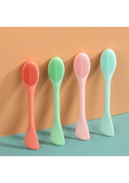 Yeşil Stil Yeni Çift Kafa Silikon Yüz Maskesi Fırça Yüz Masajı Temizleme Fırçaları Dıy Çamur Filmi Kazıyıcı Yüz Bakım Araçları Silikon Fırça (Yurt Dışından) fırsatları