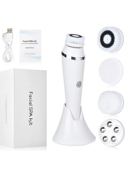 Beyaz Stil Yüz Temizleme Fırçası Şarj Edilebilir Elektrikli Su Geçirmez Onic Peeling Yüz Scrubber Fırça Seti Cilt Bakım Makinesi (Yurt Dışından)