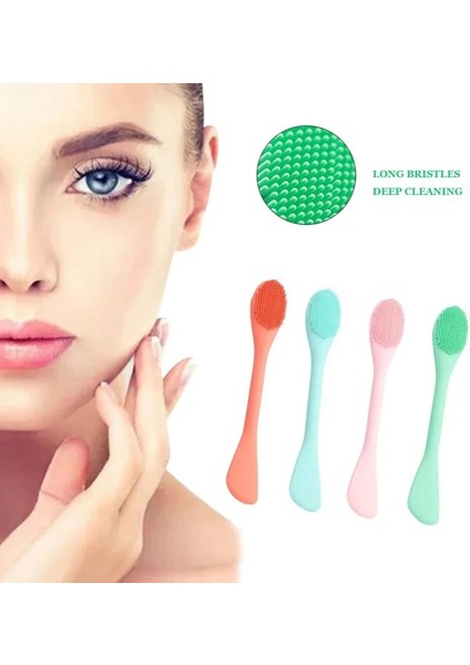 Pembe Tarzı Yüz Yıkama Fırçası Gözenek Temizleyici Cilt Bakımı Aracı Losyon Nemlendirici Jel Maske Çift Uçlu Silikon Maske Fırça Aplikatör Masaj (Yurt Dışından) modelleri